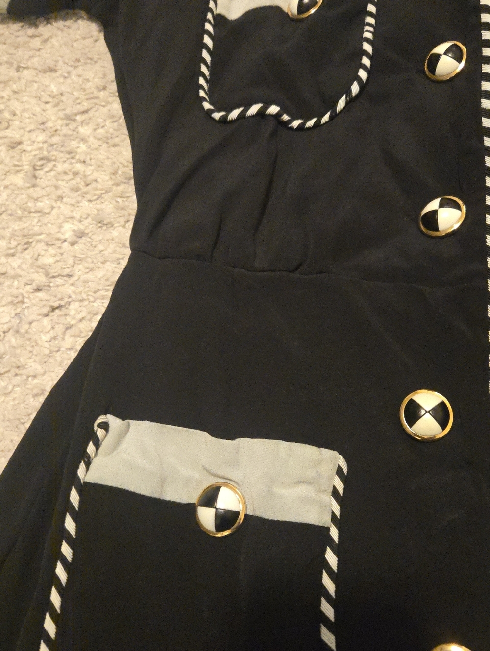 Rare Vintage Escada Black Short Sleeve Mini Dress White Contrast Trim Sz 34 - Picture 7 of 10